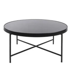 Leitmotiv Salontafel Smooth - Mat Zwart, Zwart Glas Top - 82,5x40cm