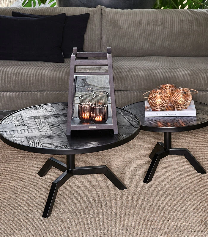 Salontafel Rond Verstelbaar 80 Cm - Kirkwood Table - Zwart 2 Salontafel Rond Verstelbaar 80 Cm - Kirkwood Table - Zwart - Afbeelding 2