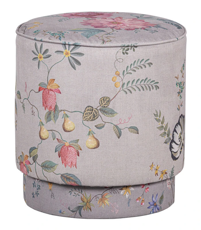 Pip Studio Poef Fleur Grandeur Medium - Khaki - 45x40x40 1 Pip Studio Poef Fleur Grandeur Medium - Khaki - 45x40x40