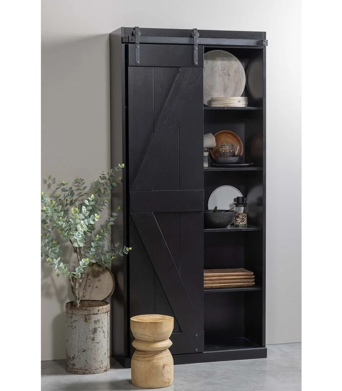 Exclusive Harris Schuifdeurkast - Grenen - Zwart - 221x100x39 2 Exclusive Harris Schuifdeurkast - Grenen - Zwart - 221x100x39 - Afbeelding 2