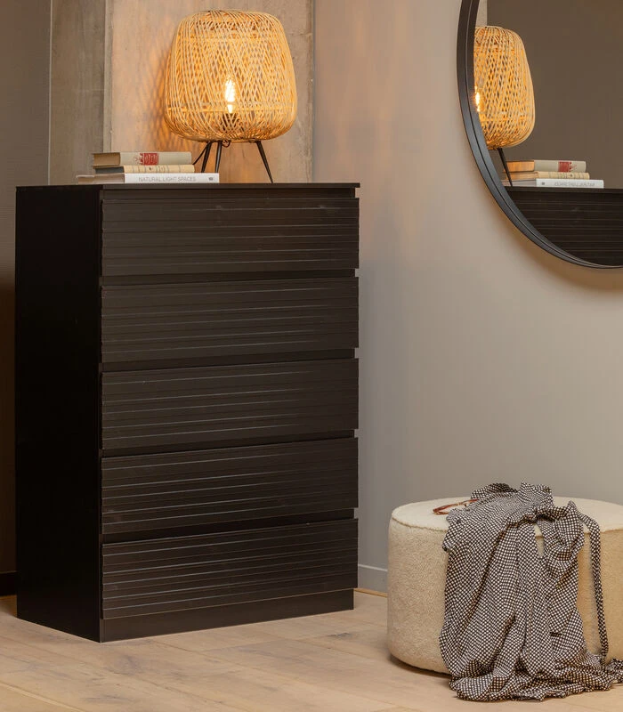 WOOOD Jente Ladekast 5 Lades - Grenen - Zwart - 119,4x83x45.8 2 WOOOD Jente Ladekast 5 Lades - Grenen - Zwart - 119,4x83x45.8 - Afbeelding 2