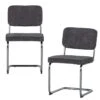 Corduroy Buisframe Stoel - Ribstof - Antraciet - Set Van 2