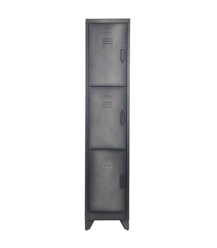 WOOOD Cas Lockerkast 3-Deurs - Metaal - Zwart - 180x38x45,5 1 WOOOD Cas Lockerkast 3-Deurs - Metaal - Zwart - 180x38x45,5