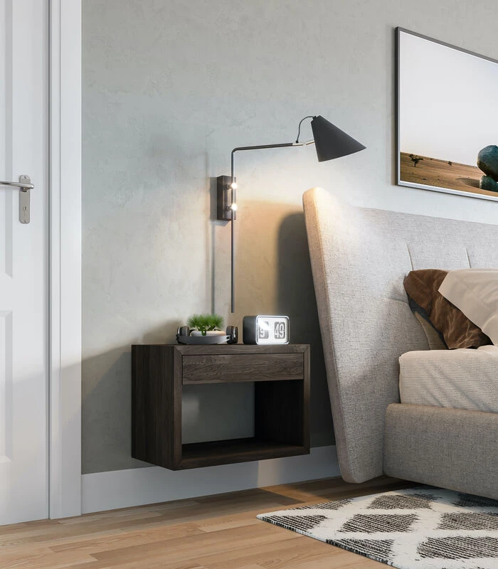 2 X Zwevend Nachtkastje HUGO Met Brede Lade In Berkenhout 3 2 X Zwevend Nachtkastje HUGO Met Brede Lade In Berkenhout - Afbeelding 3