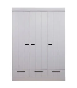 WOOOD Connect Kast 3-Deurs Met Lade - Grenen - Betongrijs - 195x140x53