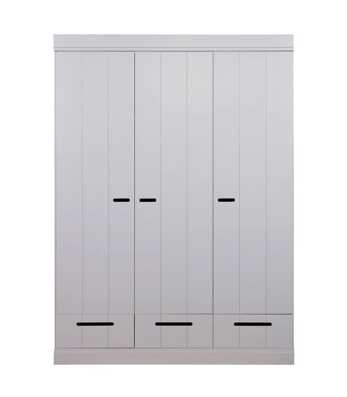 WOOOD Connect Kast 3-Deurs Met Lade - Grenen - Betongrijs - 195x140x53 1 WOOOD Connect Kast 3-Deurs Met Lade - Grenen - Betongrijs - 195x140x53