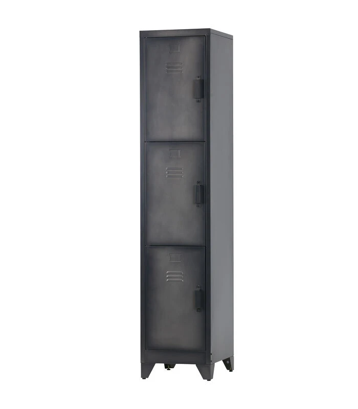 WOOOD Cas Lockerkast 3-Deurs - Metaal - Zwart - 180x38x45,5 2 WOOOD Cas Lockerkast 3-Deurs - Metaal - Zwart - 180x38x45,5 - Afbeelding 2