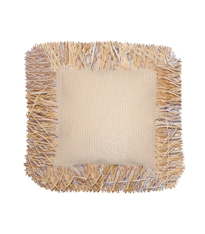 Buitenkussen Met Raffia-effect En Franjes 1 Buitenkussen Met Raffia-effect En Franjes