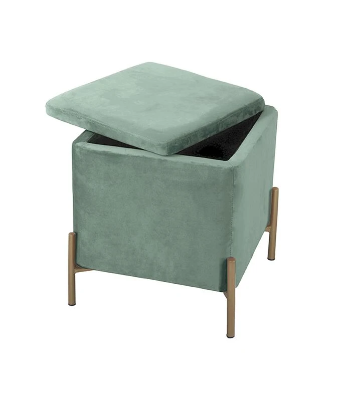 Leitmotiv Poef Snog - Jade Groen/Goud - 45x45x47cm 2 Leitmotiv Poef Snog - Jade Groen/Goud - 45x45x47cm - Afbeelding 2