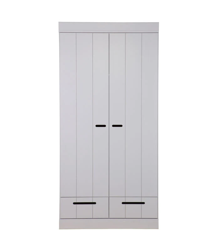 WOOOD Connect Kast 2-Deurs Met Lade - Grenen - Betongrijs - 195x94x53 1 WOOOD Connect Kast 2-Deurs Met Lade - Grenen - Betongrijs - 195x94x53