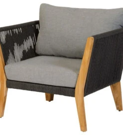 Loungestoel Tuin San Remo - Teak - Grijs - 70x88x96