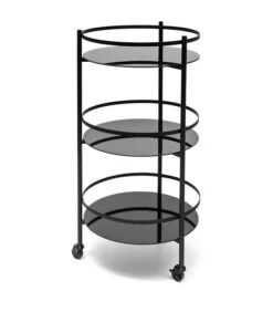 Serveerwagen 48xH96cm 3 Lagen Zwart Bar
