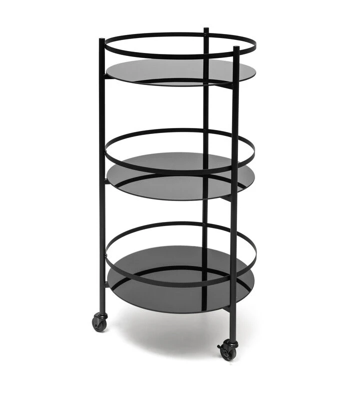 Serveerwagen 48xH96cm 3 Lagen Zwart Bar 1 Serveerwagen 48xH96cm 3 Lagen Zwart Bar