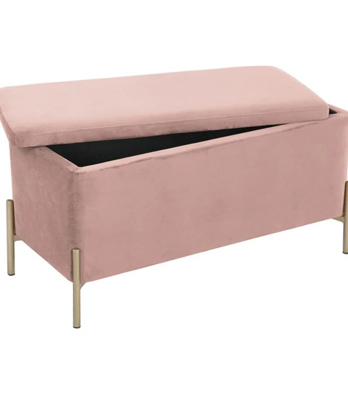 Leitmotiv Bank Snog XL - Velvet Roze, Goud Geverfde Poten - 90x45x45cm 2 Leitmotiv Bank Snog XL - Velvet Roze, Goud Geverfde Poten - 90x45x45cm - Afbeelding 2