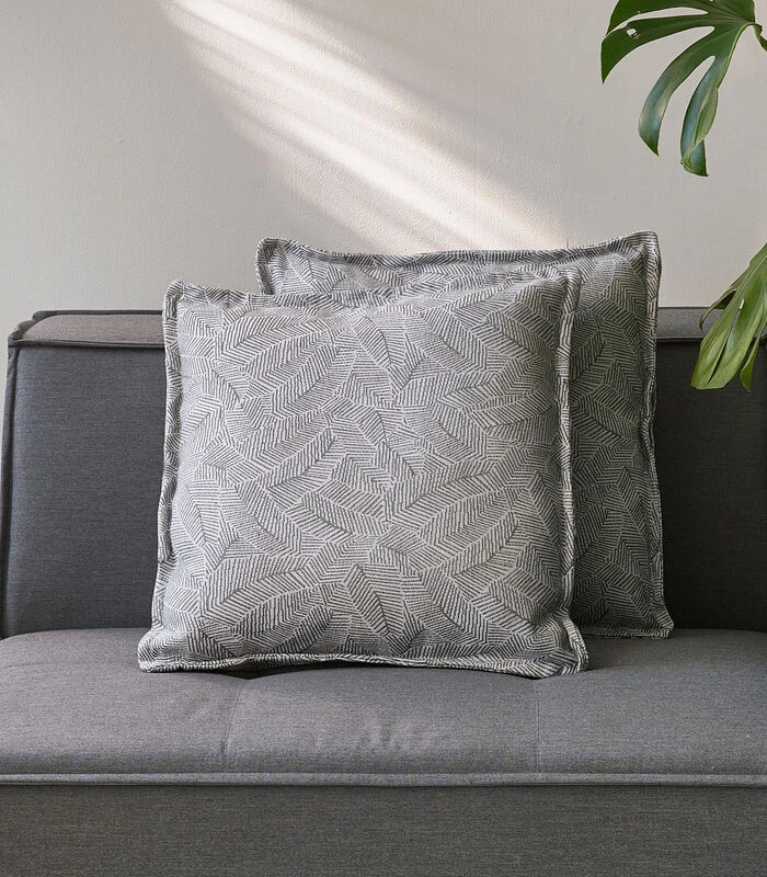 Bellagio Outdoor Box Cushion 50x50 Set Of 2,chanvre Botanique,ridge 2 Bellagio Outdoor Box Cushion 50x50 Set Of 2,chanvre Botanique,ridge - Afbeelding 2