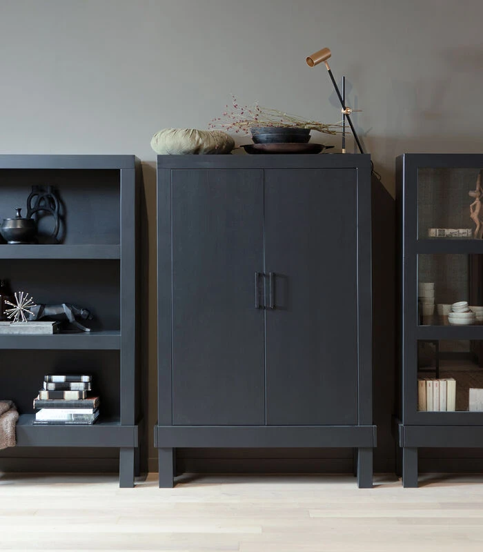 Bonk Open Kast - Grenen - Zwart - 160x103x37 2 Bonk Open Kast - Grenen - Zwart - 160x103x37 - Afbeelding 2