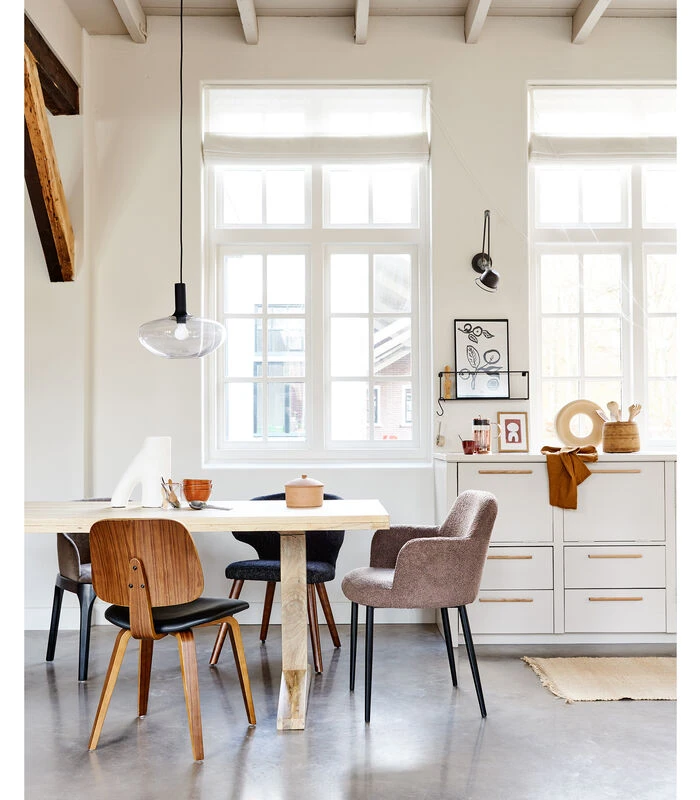 VTwonen Scroll Eetkamerstoel - Stof - Warm Grijs - 76x53x50 2 VTwonen Scroll Eetkamerstoel - Stof - Warm Grijs - 76x53x50 - Afbeelding 2