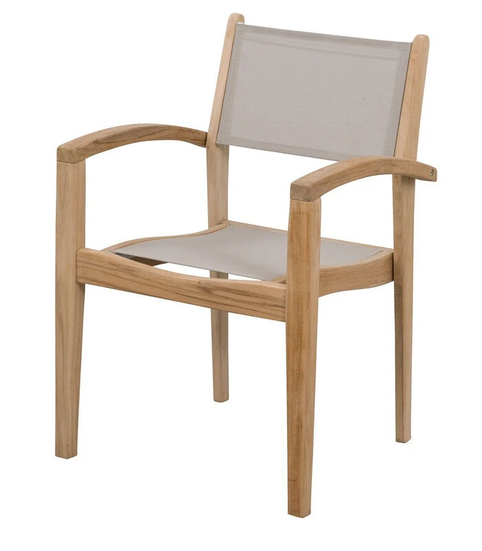 Tuinstoel Buiten Caldo - Teak - Naturel/Taupe - Set Van 4 1 Tuinstoel Buiten Caldo - Teak - Naturel/Taupe - Set Van 4