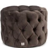 Riviera Maison Poef Rond Velvet 55 Cm - Opera Voetenbankje - Antraciet Grijs
