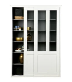 WOOOD Vince Schuifdeurkast - Grenen - Wit - 208x147x46