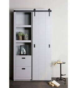 VTwonen Slide Barn Kast - Bezaagd Grenen - Betongrijs - 230x122x37 7 VTwonen Slide Barn Kast - Bezaagd Grenen - Betongrijs - 230x122x37 -Meubels Voor Thuis d6bd41adb376460d8d859d9464e5a843