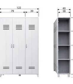 VTwonen Opberggigant Vt Locker 3-Deurs - Grenen - Wit - 186x123x40 -Meubels Voor Thuis d9f4c8c1194d4b3faf47dfa1c13fab6b