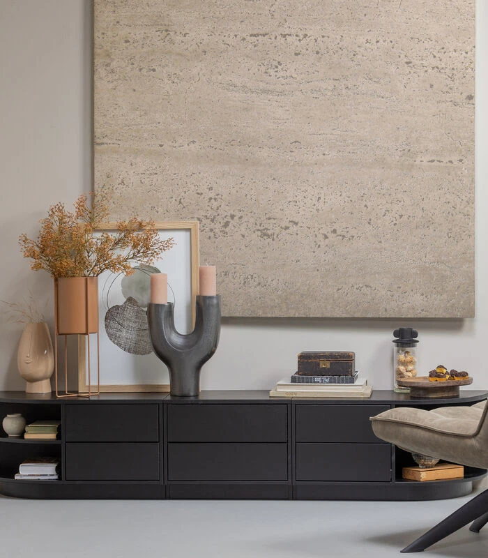 Exclusive Finca Tv Meubel - Grenen - Zwart - 40, 3x75x40 2 Exclusive Finca Tv Meubel - Grenen - Zwart - 40, 3x75x40 - Afbeelding 2