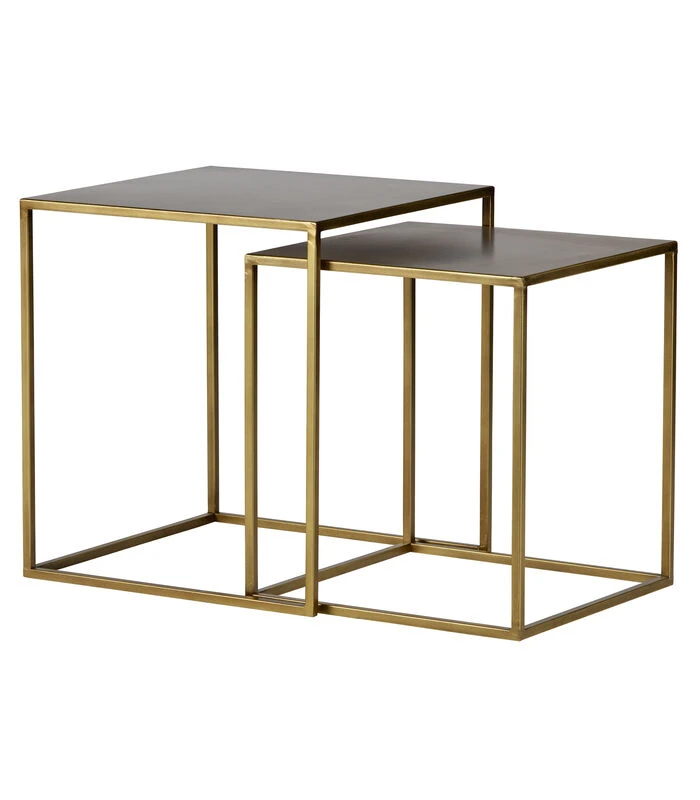 WOOOD Ziva Bijzettafels - Metaal - Antique Brass - Set Van 2 2 WOOOD Ziva Bijzettafels - Metaal - Antique Brass - Set Van 2 - Afbeelding 2