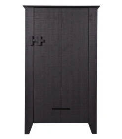 WOOOD Gijs Boerenkast - Grenen Bezaagd - Zwart - 142x85x38