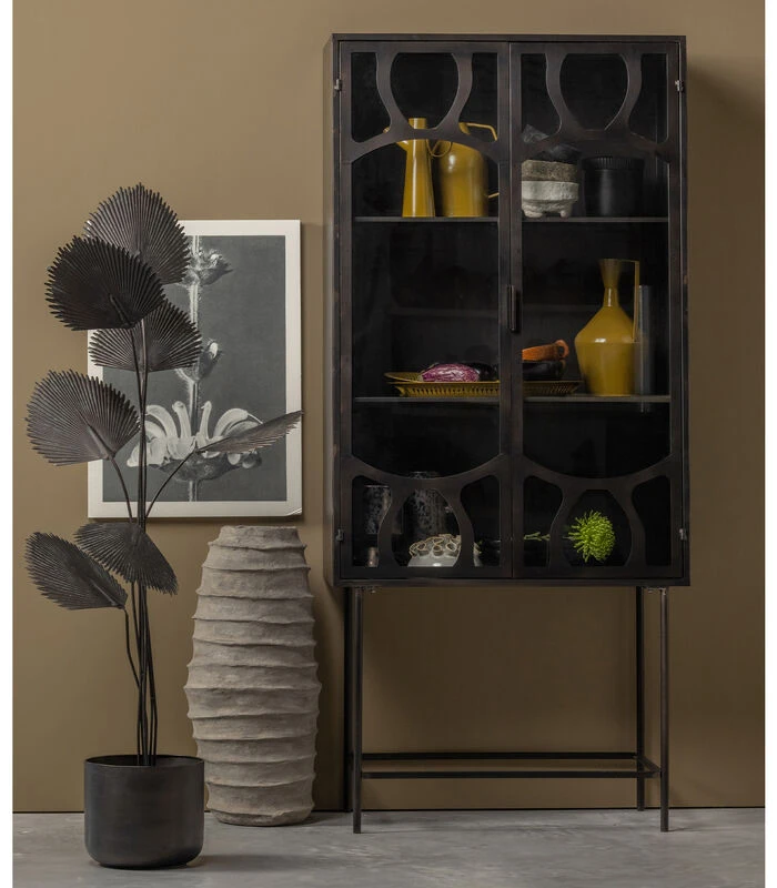 BePureHome Gracious Vitrinekast - Metaal - Zwart - 181x81x41 2 BePureHome Gracious Vitrinekast - Metaal - Zwart - 181x81x41 - Afbeelding 2