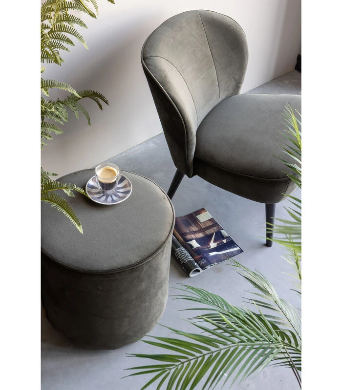 WOOOD Sara Poef Hoog - Fluweel - Warm Groen - 46x46x46 2 WOOOD Sara Poef Hoog - Fluweel - Warm Groen - 46x46x46 - Afbeelding 2