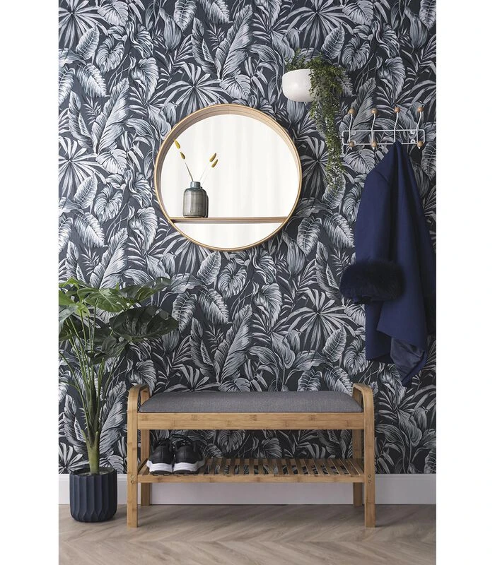 Leitmotiv Bank Arch - Bamboe Met Grijze Stof - 90x33x50cm 2 Leitmotiv Bank Arch - Bamboe Met Grijze Stof - 90x33x50cm - Afbeelding 2