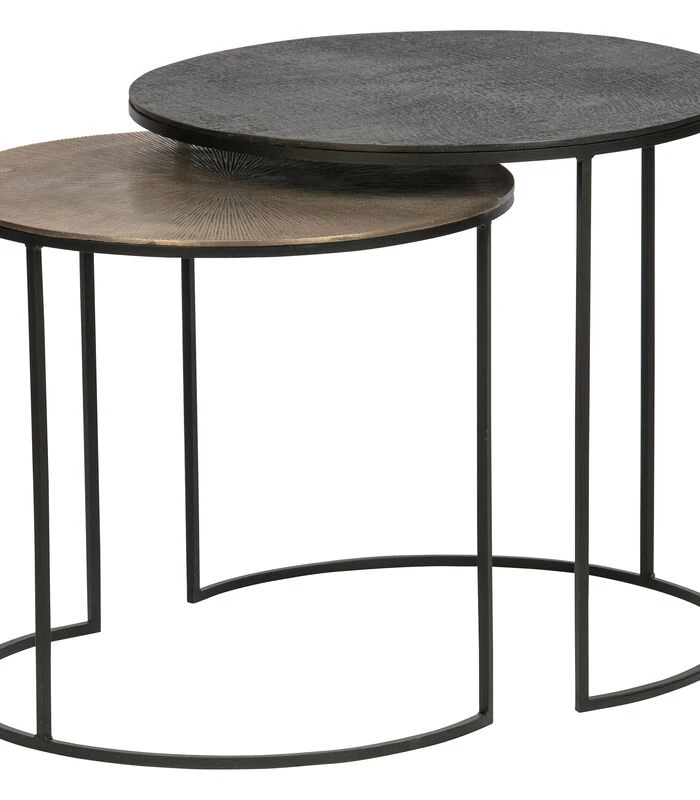 Exclusive Fara Bijzettafels - Metaal - Antique Brass - Set Van 2 3 Exclusive Fara Bijzettafels - Metaal - Antique Brass - Set Van 2 - Afbeelding 3