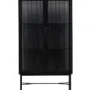 WOOOD Zion Vitrinekast Met Ribglas - Metaal - Zwart - 150x85x38