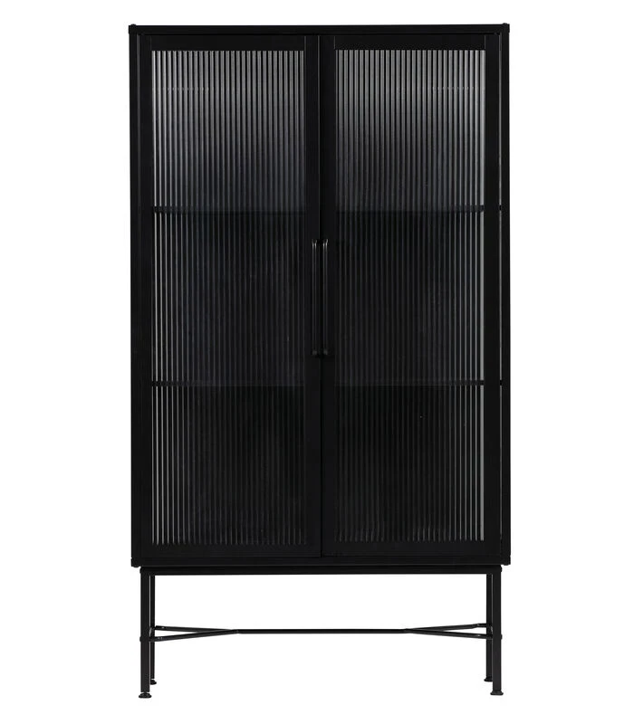 WOOOD Zion Vitrinekast Met Ribglas - Metaal - Zwart - 150x85x38 1 WOOOD Zion Vitrinekast Met Ribglas - Metaal - Zwart - 150x85x38