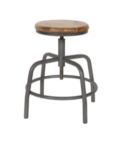 VTwonen Spider Kruk - Hout/Metaal - Mango/Grijs - 48-60x32x32