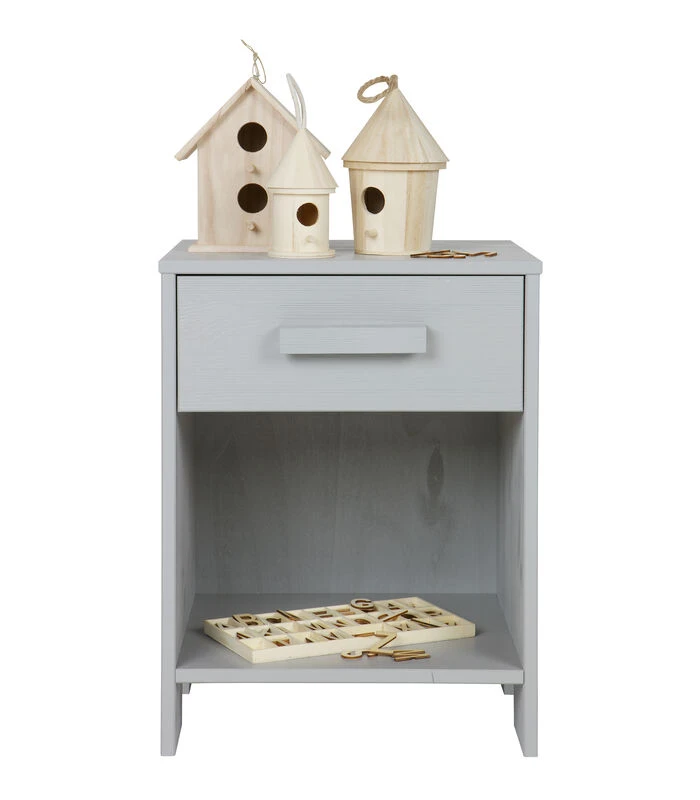 WOOOD Dennis Nachtkastje - Grenen Geborsteld - Betongrijs - 52x39x36 3 WOOOD Dennis Nachtkastje - Grenen Geborsteld - Betongrijs - 52x39x36 - Afbeelding 3