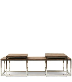 Salontafel Hout - Bushwick Table - Set Van 3 Stuks - Zilver