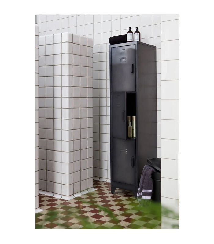 WOOOD Cas Lockerkast 3-Deurs - Metaal - Zwart - 180x38x45,5 3 WOOOD Cas Lockerkast 3-Deurs - Metaal - Zwart - 180x38x45,5 - Afbeelding 3