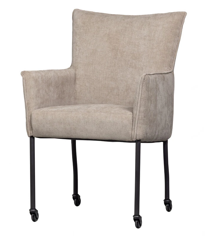 Ezra Eetkamerstoel - Polyester - Zand - 94x56x64 1 Ezra Eetkamerstoel - Polyester - Zand - 94x56x64