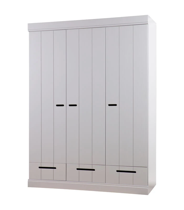 WOOOD Connect Kast 3-Deurs Met Lade - Grenen - Betongrijs - 195x140x53 2 WOOOD Connect Kast 3-Deurs Met Lade - Grenen - Betongrijs - 195x140x53 - Afbeelding 2