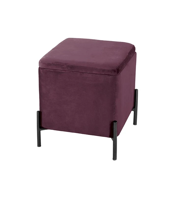 Leitmotiv Poef Snog - Velvet Donkerpaars, Mat Zwarte Poten - 45x45x47cm 2 Leitmotiv Poef Snog - Velvet Donkerpaars, Mat Zwarte Poten - 45x45x47cm - Afbeelding 2