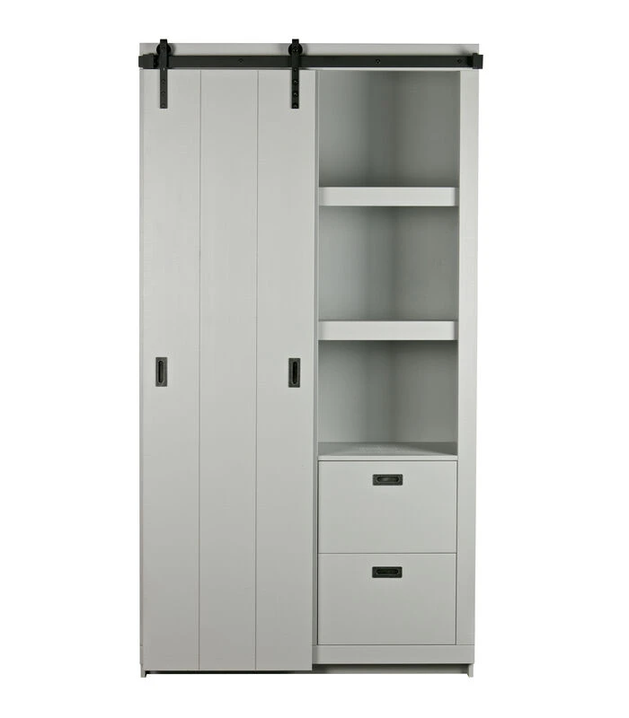 VTwonen Slide Barn Kast - Bezaagd Grenen - Betongrijs - 230x122x37 1 VTwonen Slide Barn Kast - Bezaagd Grenen - Betongrijs - 230x122x37