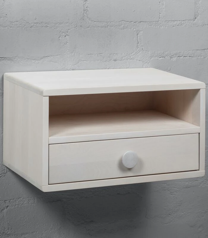 Zwevend Nachtkastje HOPE Met Knop, Berkenhout 2 Zwevend Nachtkastje HOPE Met Knop, Berkenhout - Afbeelding 2